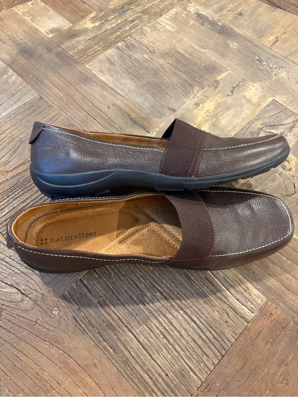 Naturalizer Fragrance 3 Brown Leather Slip On Square Toe Loafers Size 9.5 M